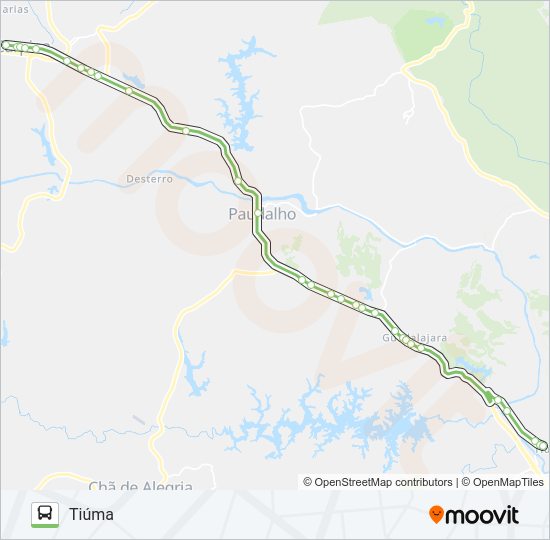 Mapa da linha CARPINA - TIÚMA de ônibus