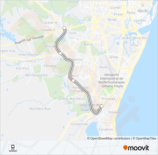 Mapa da linha VLT 01 de trem
