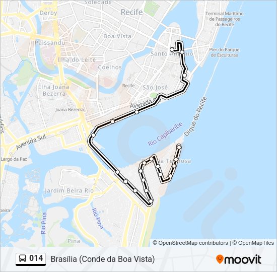 Mapa da linha 014 de ônibus