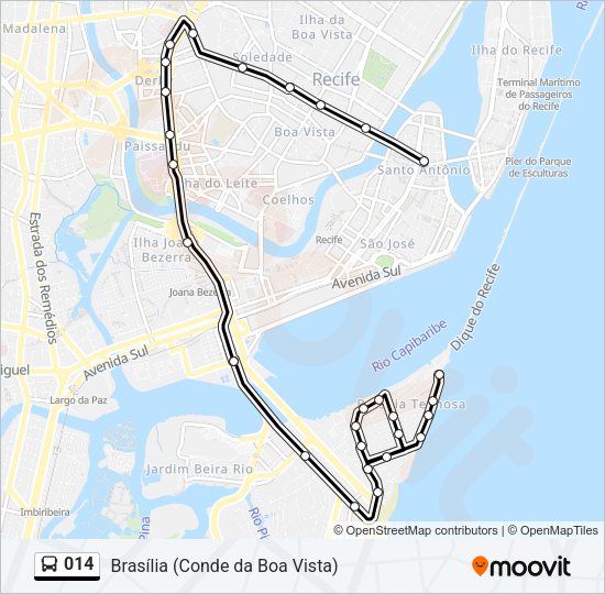 Mapa da linha 014 de ônibus