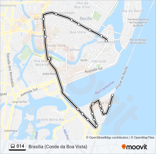 Mapa da linha 014 de ônibus