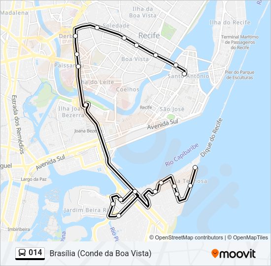 Mapa da linha 014 de ônibus