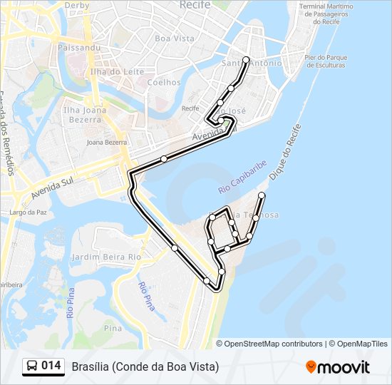 Mapa da linha 014 de ônibus