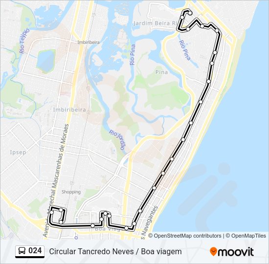 Mapa da linha 024 de ônibus