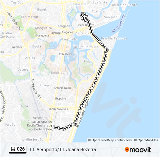 Mapa da linha 026 de Autobús
