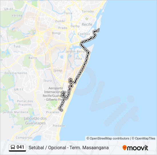 Mapa da linha 041 de ônibus