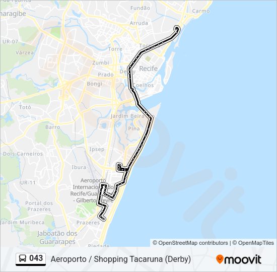 Mapa da linha 043 de ônibus
