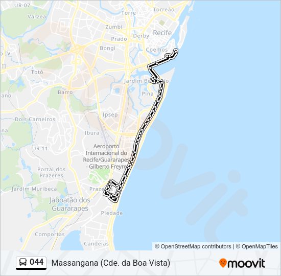 Mapa da linha 044 de ônibus