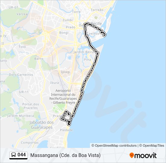 Mapa da linha 044 de ônibus