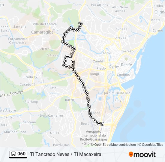 Mapa da linha 060 de ônibus