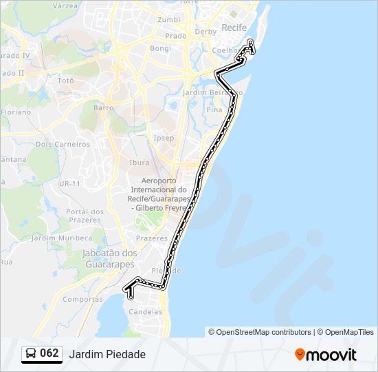 Mapa da linha 062 de ônibus