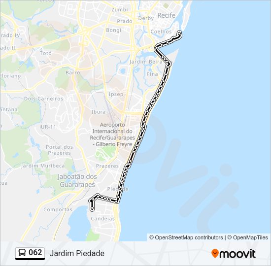 Mapa da linha 062 de ônibus