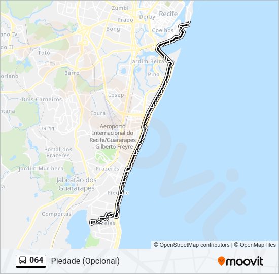 Mapa da linha 064 de ônibus