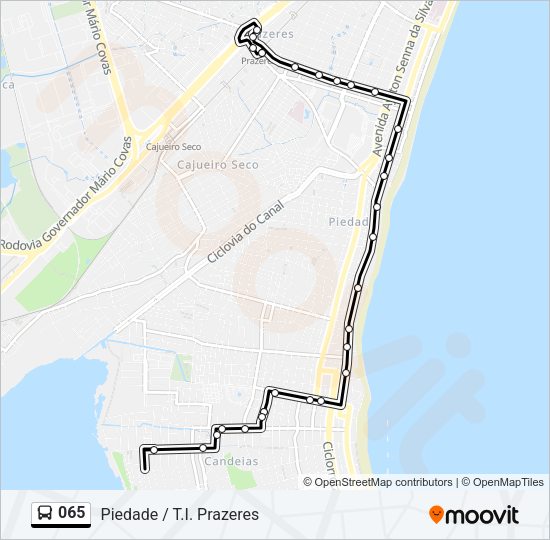 Mapa da linha 065 de ônibus