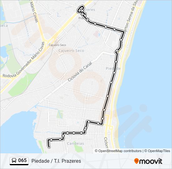 Mapa da linha 065 de ônibus