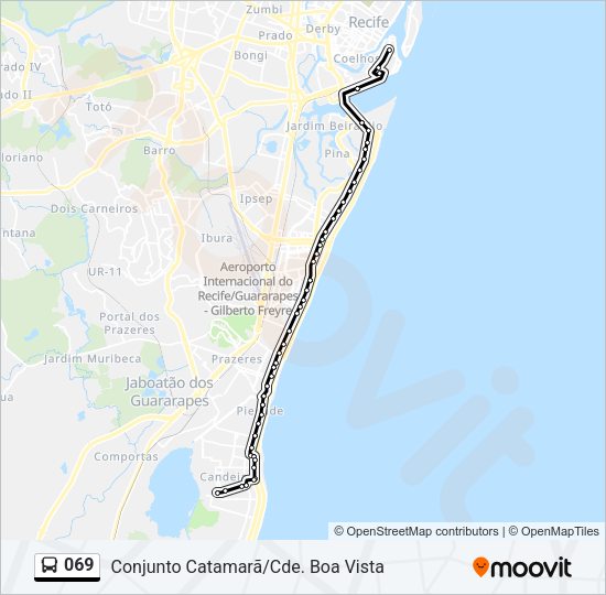 Mapa da linha 069 de ônibus