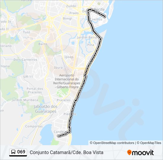 Mapa da linha 069 de ônibus