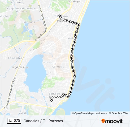 Mapa da linha 075 de ônibus