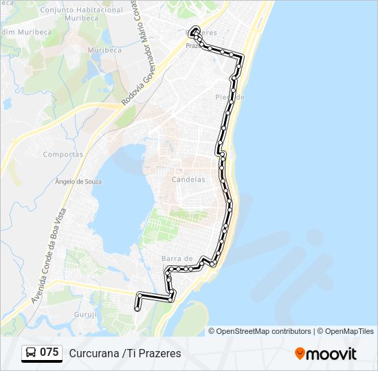 Mapa da linha 075 de ônibus