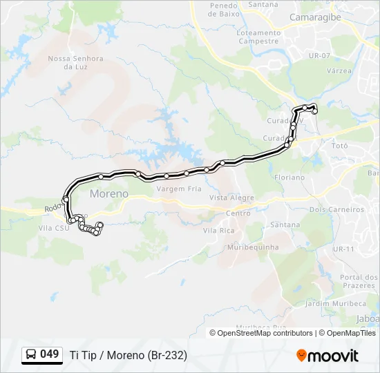 Mapa da linha 049 de ônibus