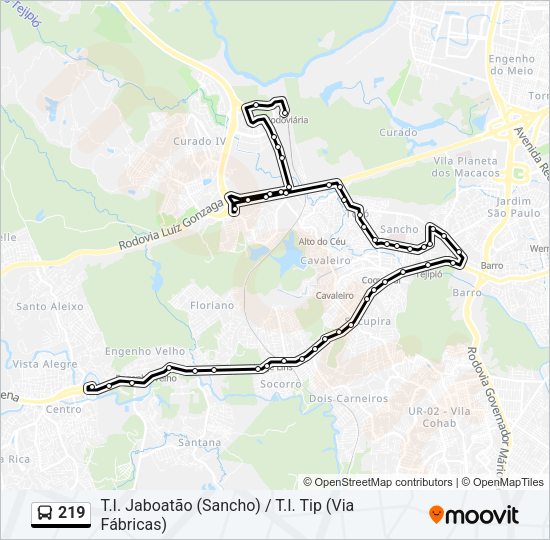 219 Bus Line Map
