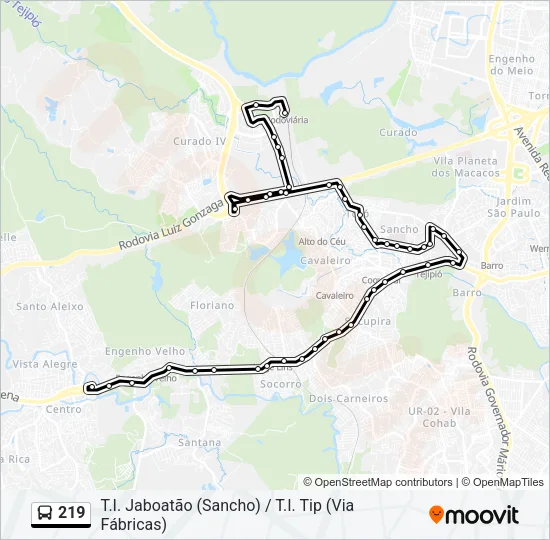 219 Bus Line Map