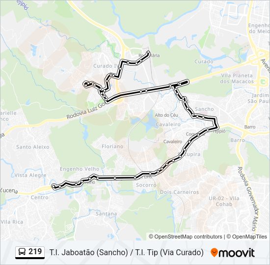 Mapa da linha 219 de ônibus