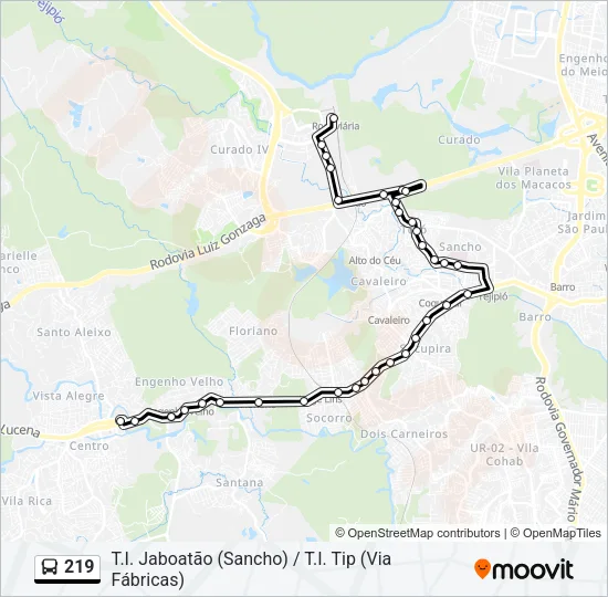 219 Bus Line Map