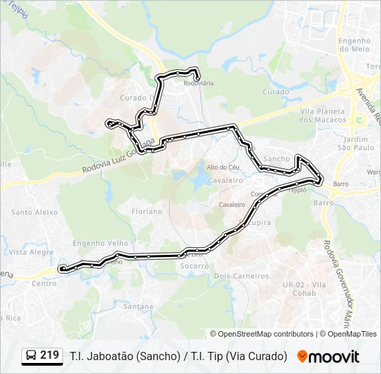 219 Bus Line Map