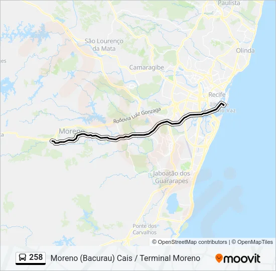 Mapa de 258 de autobús