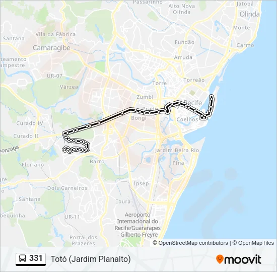 Mapa da linha 331 de ônibus