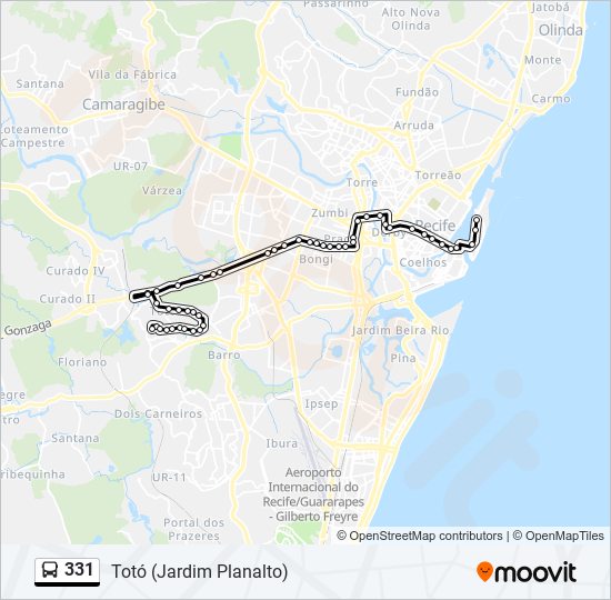 Mapa de 331 de autobús