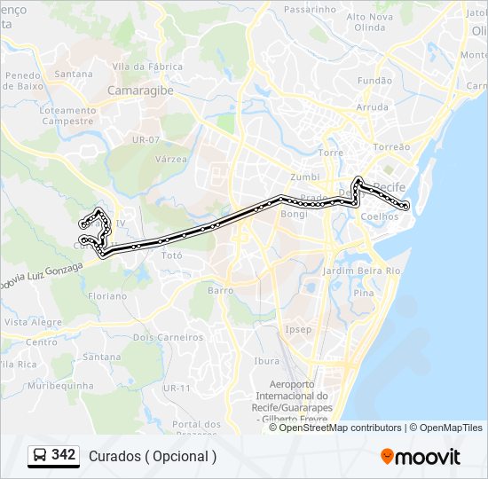 Mapa da linha 342 de ônibus