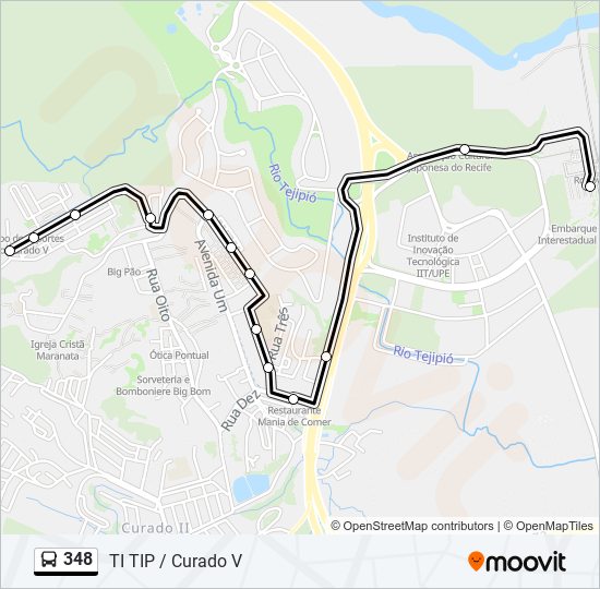 Mapa de 348 de autobús