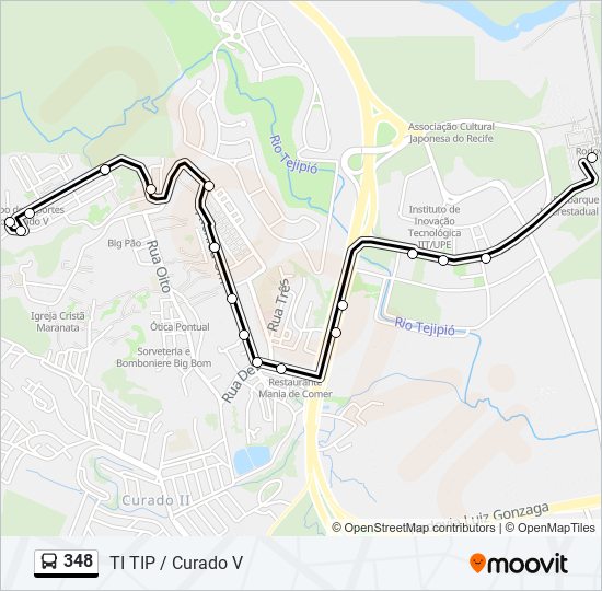 Mapa de 348 de autobús