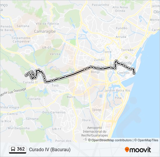 Mapa de 362 de autobús