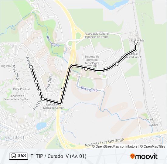 Mapa da linha 363 de ônibus