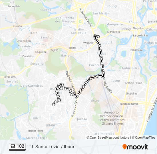 102 bus Line Map