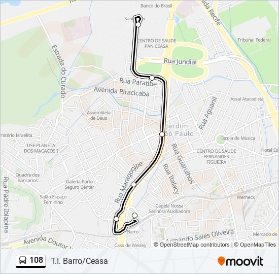 108 bus Line Map