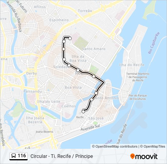 116 bus Line Map