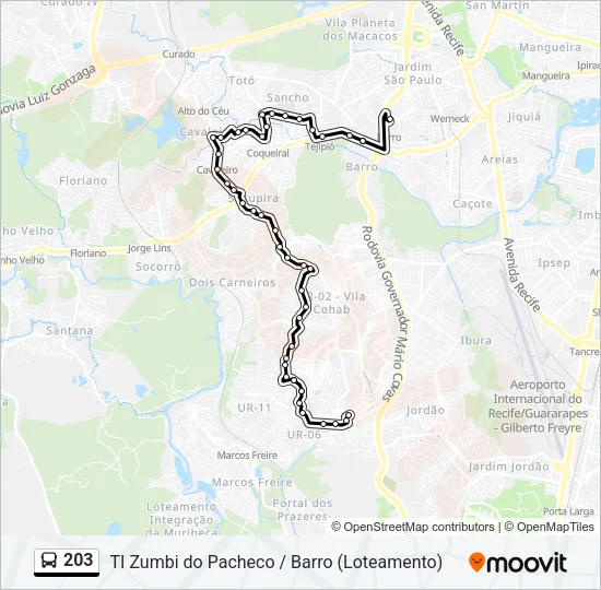 203 Bus Line Map