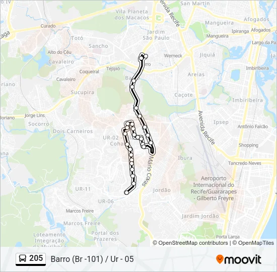 205 Bus Line Map