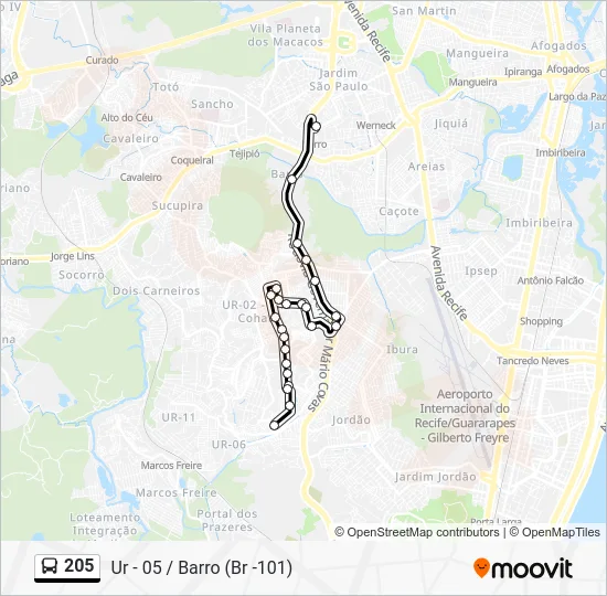 205 Bus Line Map