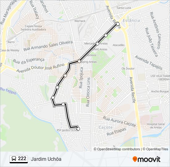 Mapa de 222 de autobús