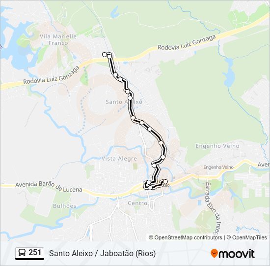 Mapa da linha 251 de ônibus