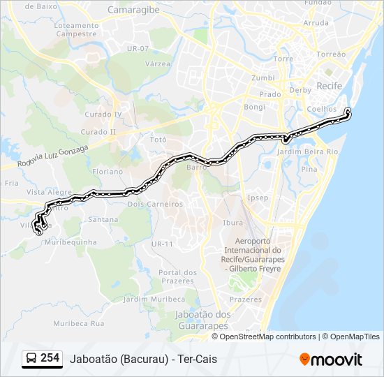 254 bus Line Map