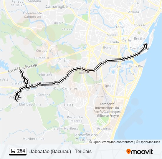 254 bus Line Map