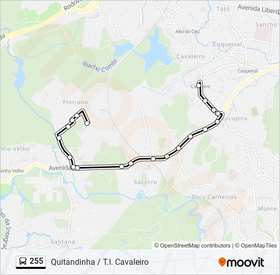 Mapa de 255 de autobús