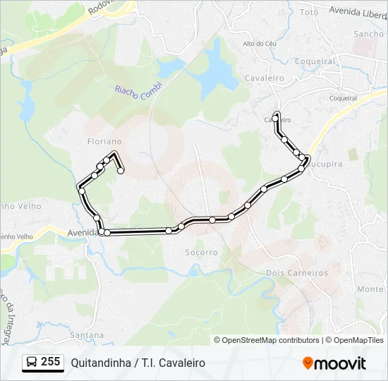 255 Bus Line Map