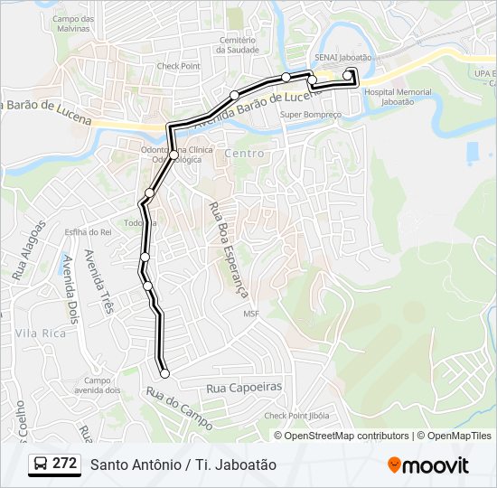 Mapa da linha 272 de ônibus